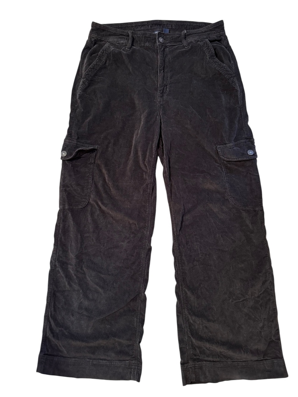 American Eagle Super High Rise Baggy Wide Leg 12 Regular Black Corduroy Jeans
